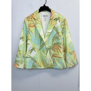 Andre Oliver Women's Size 10 Blazer Jacket Cotton Blend Floral Pockets Lined